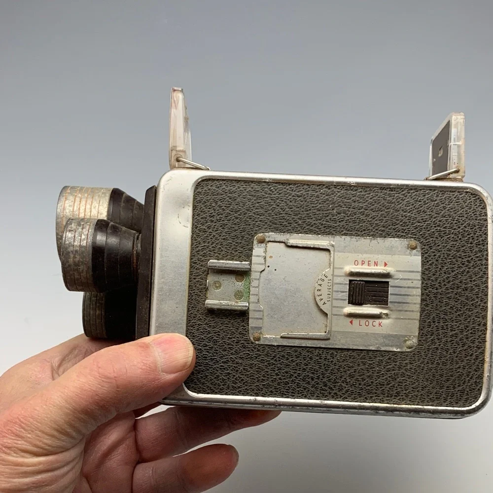 Vintage Kodak Brownie Camera with Triple Lens - Black and Silver